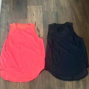 Lululemon Athletica Pink and Black Sleeveless Tank Tops